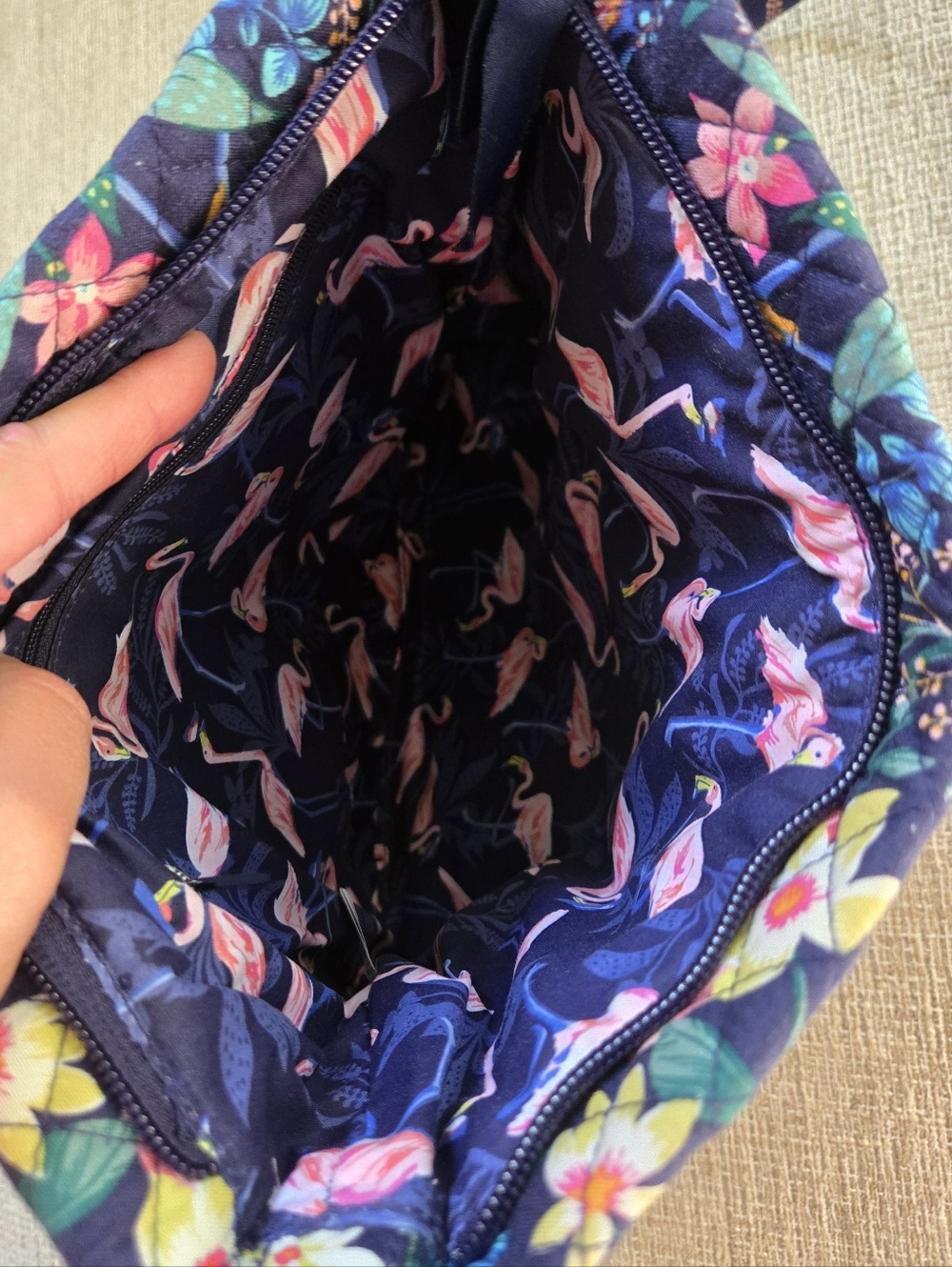 Vera Bradley Triple Zip Hipster Flamingo Garden Purse - Picture 8 of 12